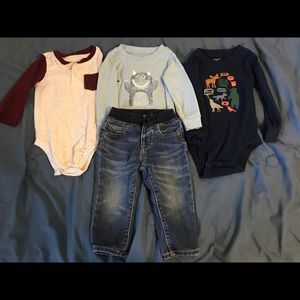 3 long sleeve onesies and jeans 👶🏼